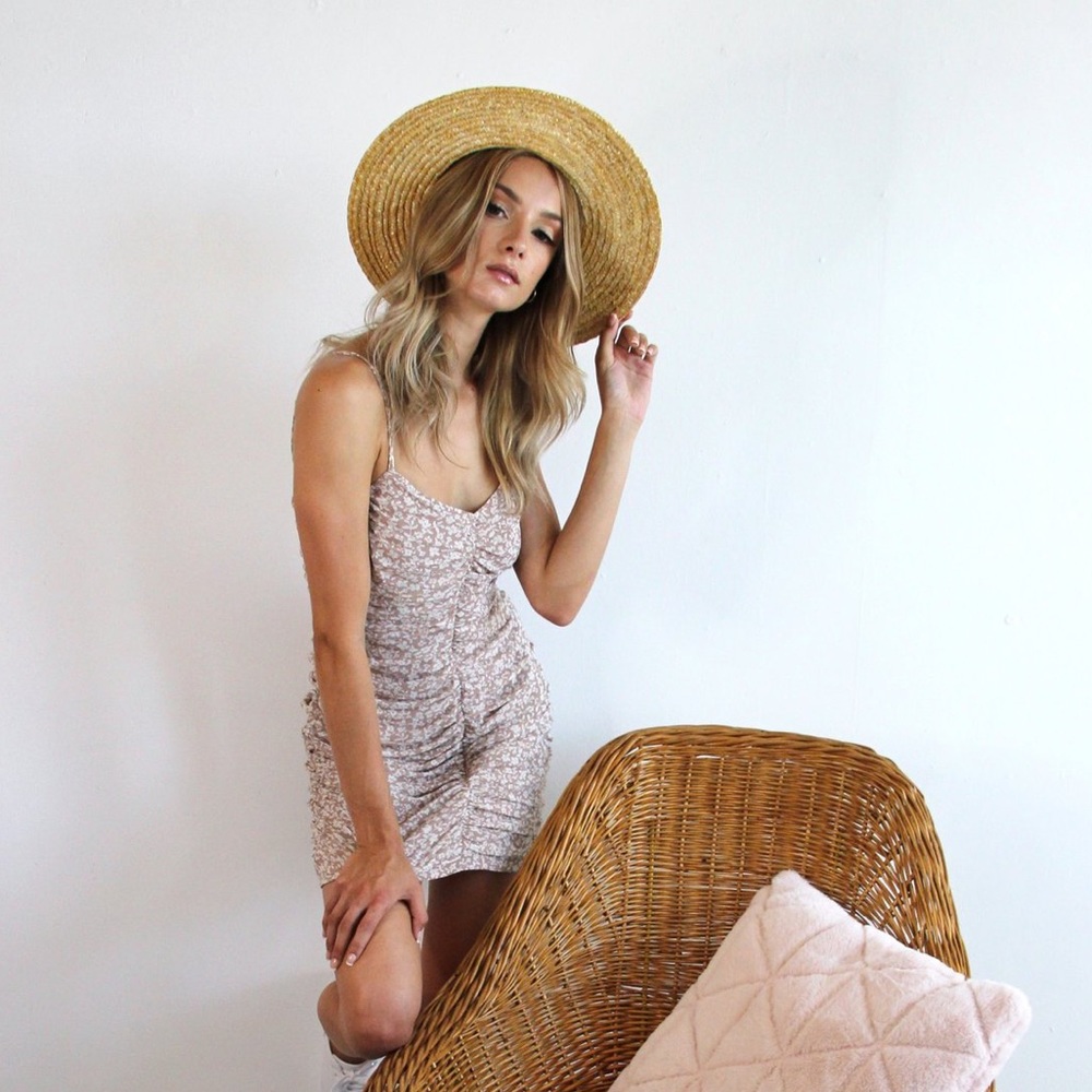 Floral ruched mini dress